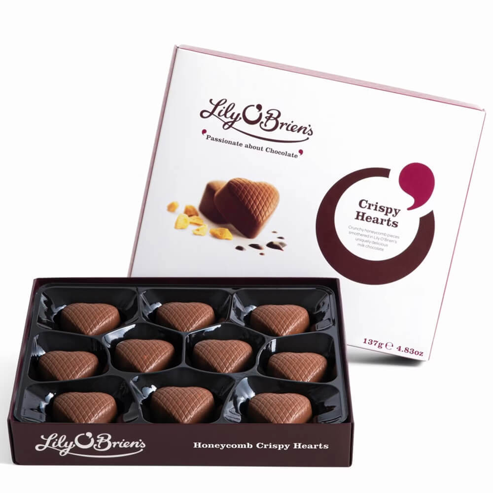 Lily O'Brien's Chocolate Honeycomb Crispy Hearts Box 137g